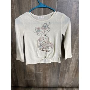 Beautees Fox Print Unique Long Sleeve Shirt Size 6